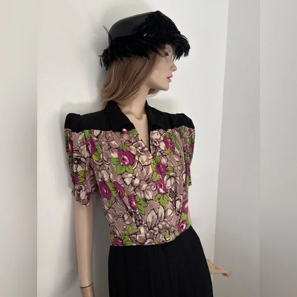 Romantic Classic 1940s Vintage Sexy VOLUP Large Cocktail Dress - Picture 10 of 13